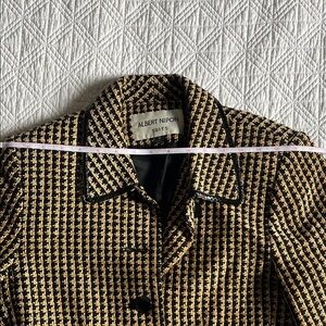 Albert Nipon Black & Gold Patterned Tweed Blazer